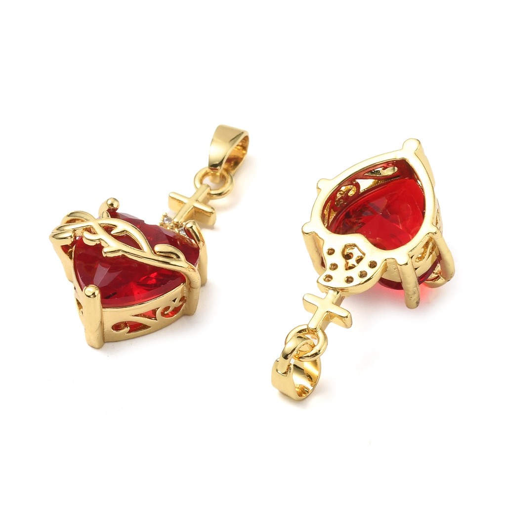 1pc Women's 18K Gold Plated Brass Micro Pave Heart Pendant